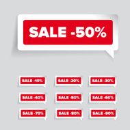Sale tags with 10 - 90 percent text