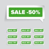 Sale tags with 10 - 90 percent text N2