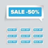 Sale tags with 10 - 90 percent text N3