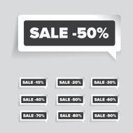 Sale tags with 10 - 90 percent text N4