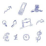business icon set sketch hand drawing vector illustration