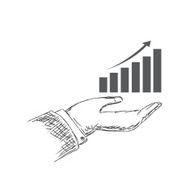 growing graph holding businessman hand sketch vector