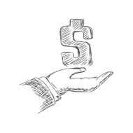 hand holding dollar sketch vector illustration