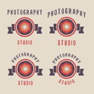 Set of shutter badge icon with ribbon Photography studio