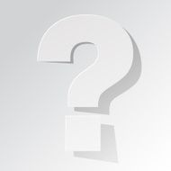 White paper question mark on a white background