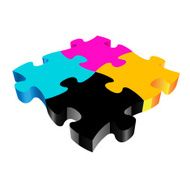 CMYK 3D vector PUZZLE on a white background