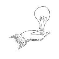 hand holding light bulb sketch vector illustration