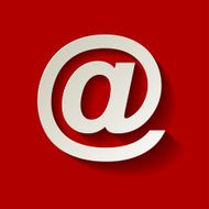 Paper email symbol on a red background