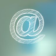 Scribble email symbol on a blue bokeh fog background
