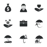 Insurance icons Life Real estate and House N3