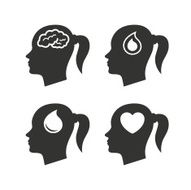 Head with brain icon Female woman symbols N5