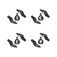 Hands insurance icons Money savings signs N5