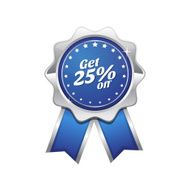 Get 25 Percent Blue Vector Icon Design N2