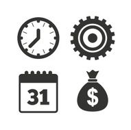 Business signs Calendar and USD money bag icons N3