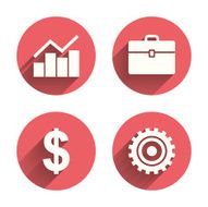 Business signs Graph chart and case icons