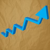 Arrow charts analysis 3d blue on a brown background
