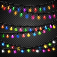 Colorful christmas transparent light bulbs collection for celebratory design