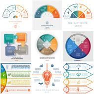 Set 9 templates Infographics cyclic processes four positions