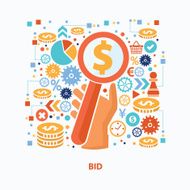 Bid concept design clean vector