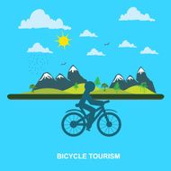 mountain Bicycle tourism flat style for web vector