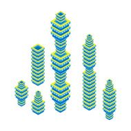 flat 3d isometric set of skyscraper business center Isolated on