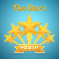 Set of Vector Gold Stars Icon Five Icon Template