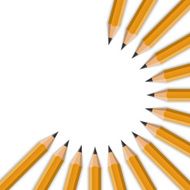 Realistic Vector Yellow Graphite Office Pencil Circle Isolated o
