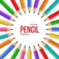 Photorealistic Vector Colorful Graphite Office Pencil Circle Iso N2