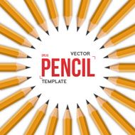 Realistic Vector Yellow Graphite Office Pencil Circle Isolated o N2