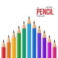 Photorealistic Vector Colorful Graphite Office Pencil Isolated o N3