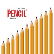 Realistic Vector Yellow Graphite Office Pencil Isolated on White