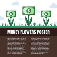 Money flowers (banknotes) vector illustration with place for your text