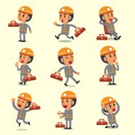 Cartoon technician character poses