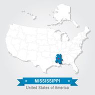 Mississippi state USA administrative map