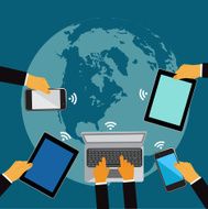worldwide network concept in flat style for websites