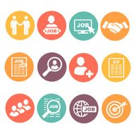 Vector job hunting search human resources icons set