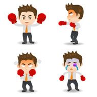 cartoon illustration Business man boxing