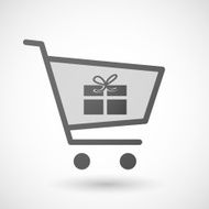 Shopping cart icon with a present