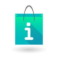 Blue shopping bag icon with an info sign