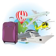 Travel luggage cruise liner helicopter airplane air ballon app banner