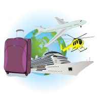 Travel luggage cruise liner helicopter airplane app banner N2