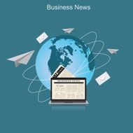 business news globe flat vector illustration apps banner