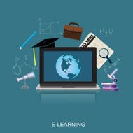 e learning concept education science flat vector illustration