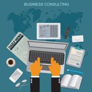 business consulting flat vector illustration apps banner