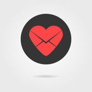 red heart in black circle like love letter icon