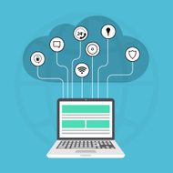 Vector modern cloud services flat background