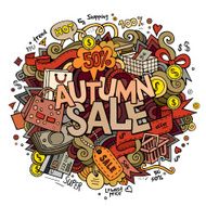 Autumn sale hand lettering and doodles elements