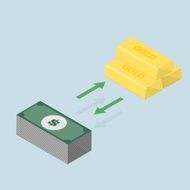 investment concept changing between gold or keep the money -vect