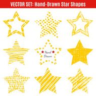 Set of hand-drawn textures star shapes Vector illustration for