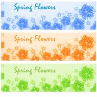 Vector abstract flower banner background set in green blue red
